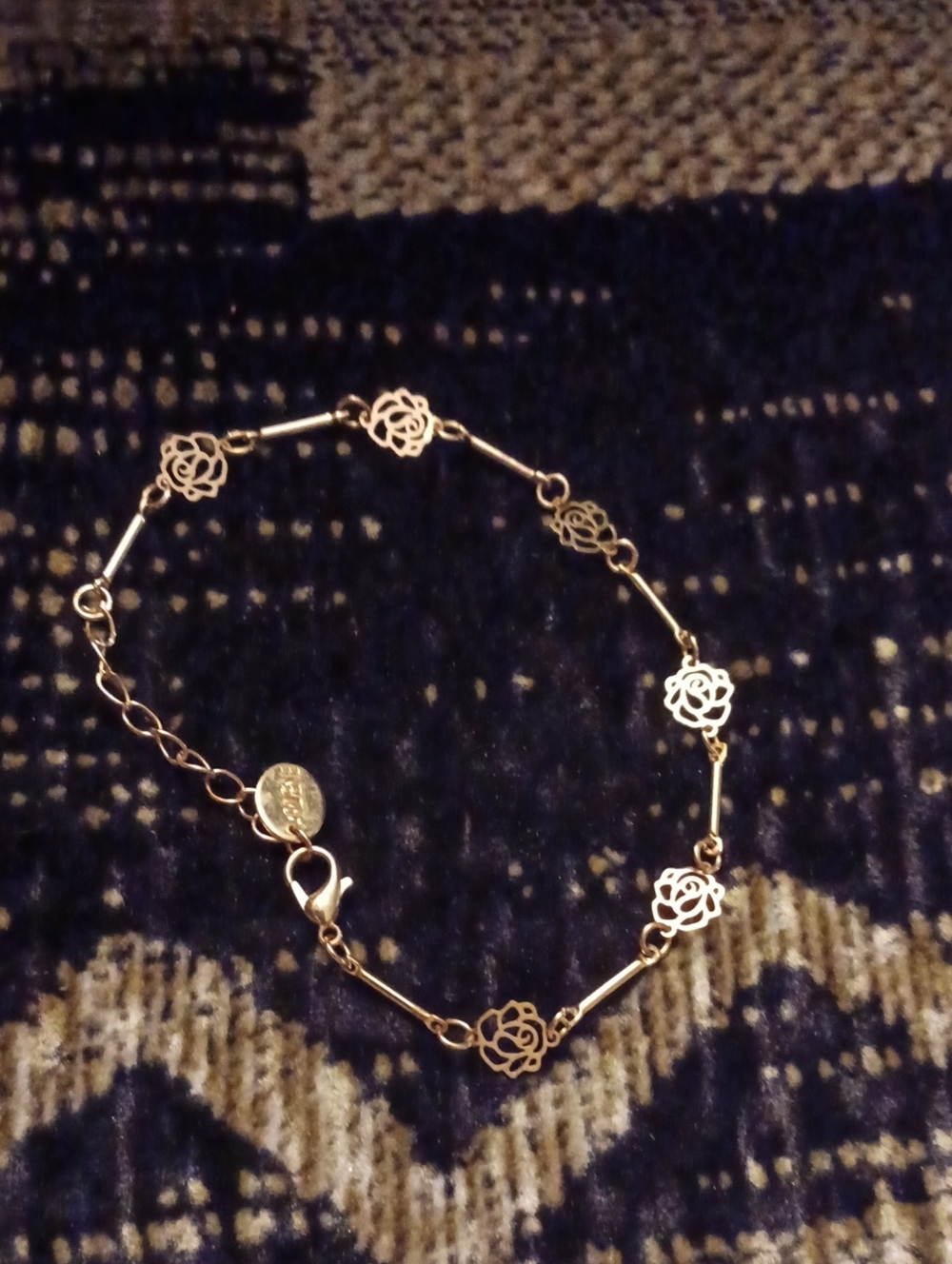 4/$40 Delicate Rose Link Bracelet in Gold-tone